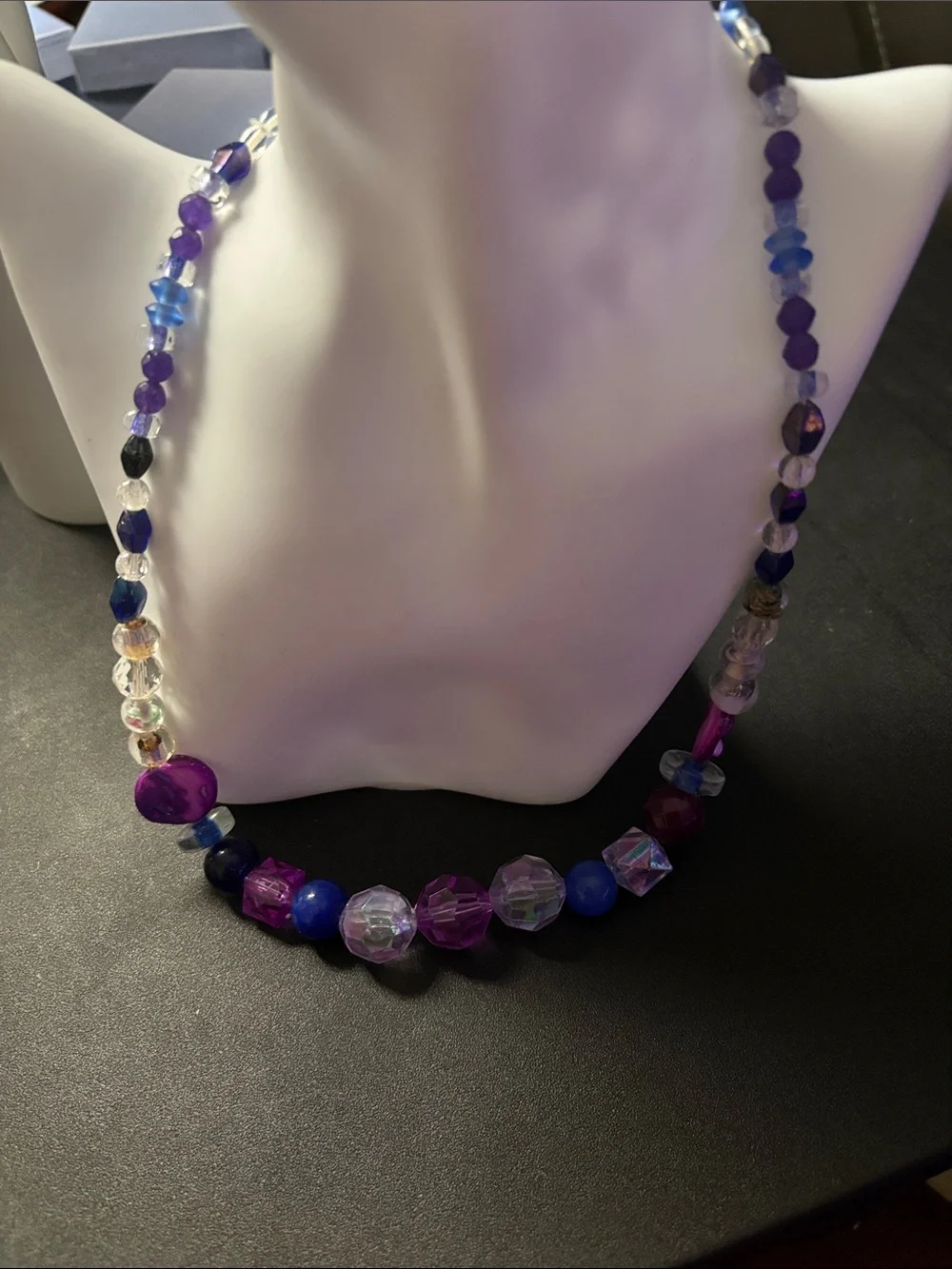 Handcrafted Purple & Blue Beaded Necklace